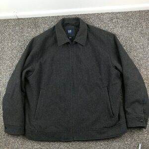 Vintage 2004 Gap Jacket Tweed Wool Quilted Insulated Full Zip Gray Mens 2XL Y2K